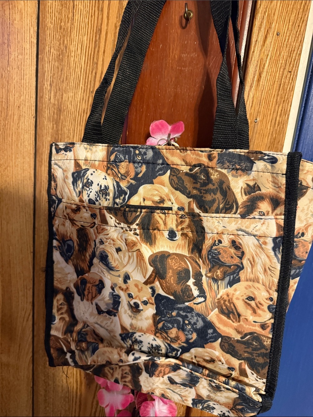 Dog Print Tote Bag in Brown and Black